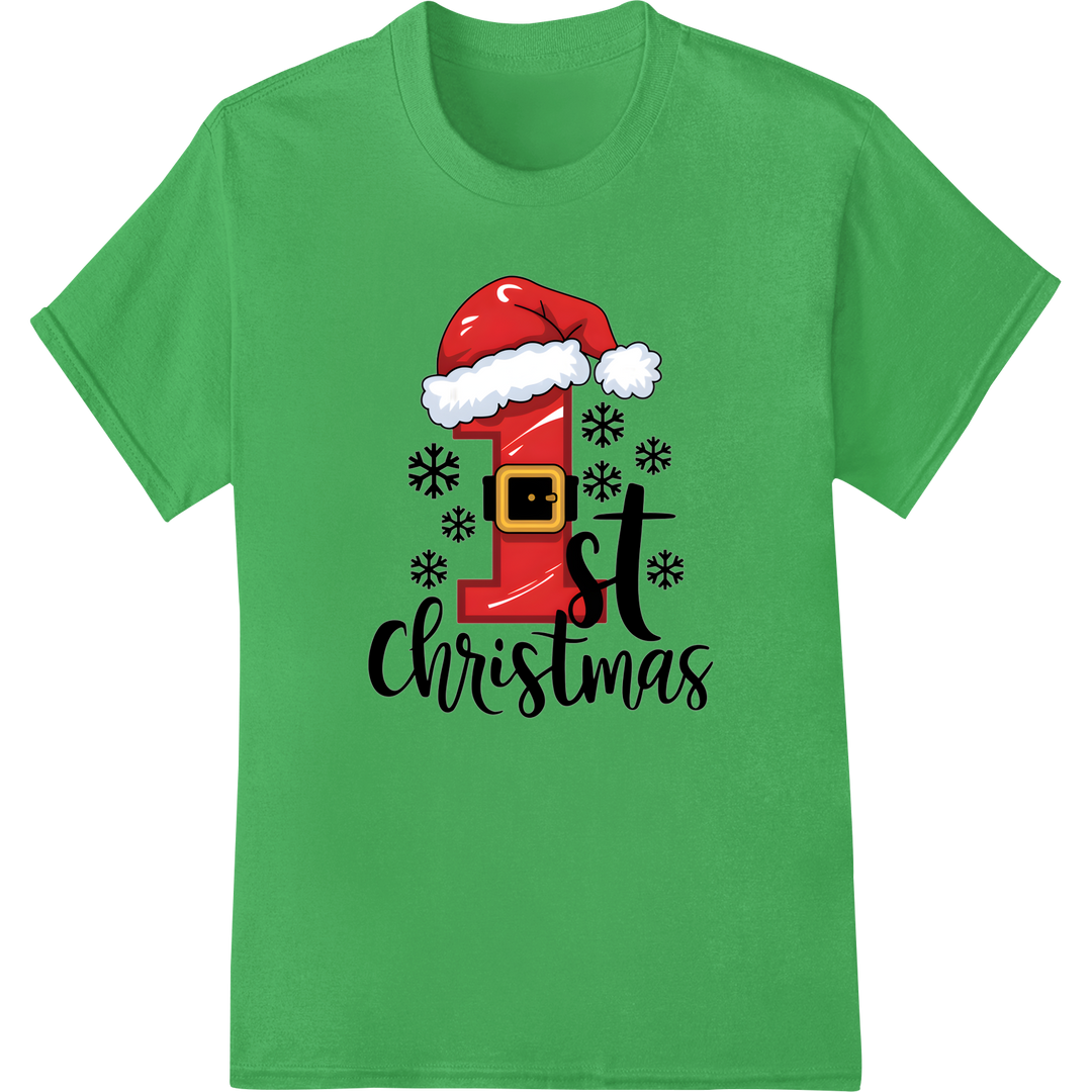 Adorable 1st Christmas DTF Print Transfer | Santa Baby on green shirt - SUPERDTF-DTF Prints-DTF Transfers-Custom DTF Prints