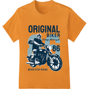 Cutting-edge professional DTF printing featured on Vintage 'Original Biker' Motorcycle Graphic Heat Transfer