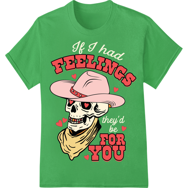 Hippie Skull Valentine: Feelings For You DTF Print Transfer on green shirt - SUPERDTF-DTF Prints-DTF Transfers-Custom DTF Prints