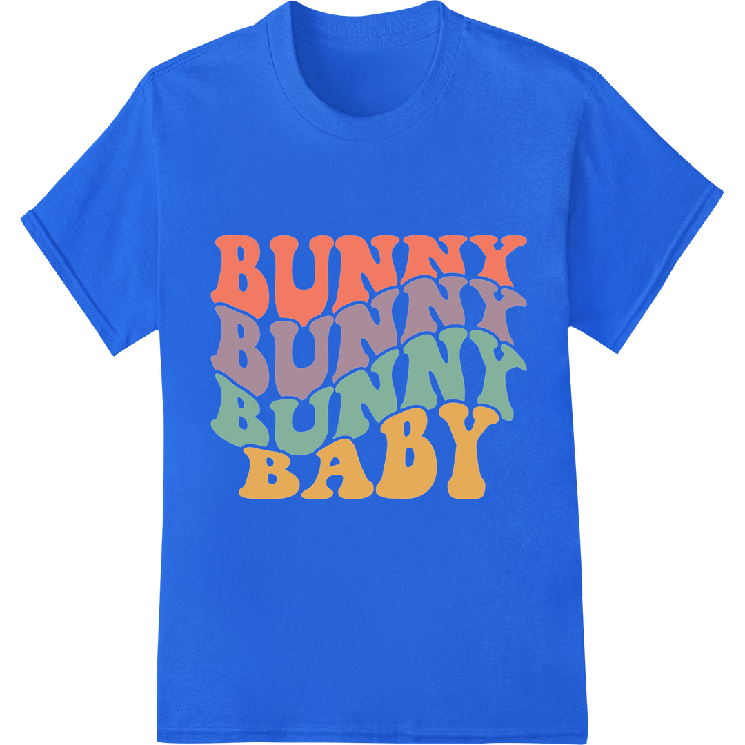 Adorable 'Bunny Bunny Bunny Baby' Easter DTF Print Transfer on blue shirt - SUPERDTF-DTF Prints-DTF Transfers-Custom DTF Prints