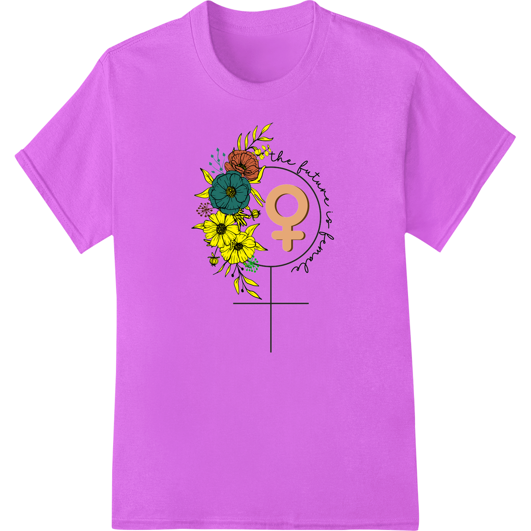 Floral Feminism: Bold Women's Rights DTF Print Transfer on purple shirt - SUPERDTF-DTF Prints-DTF Transfers-Custom DTF Prints