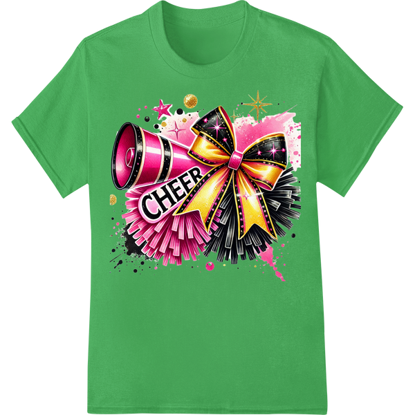 Cheerleading New Year Celebration - Bold & Festive Print on green shirt - SUPERDTF-DTF Prints-DTF Transfers-Custom DTF Prints