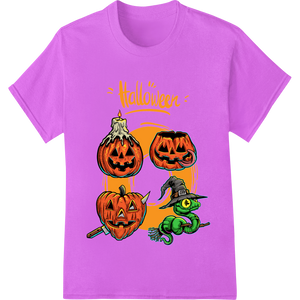 Spooky Jack-o'-Lanterns & Witch Halloween Heat Transfer featuring professional DTF printing technology