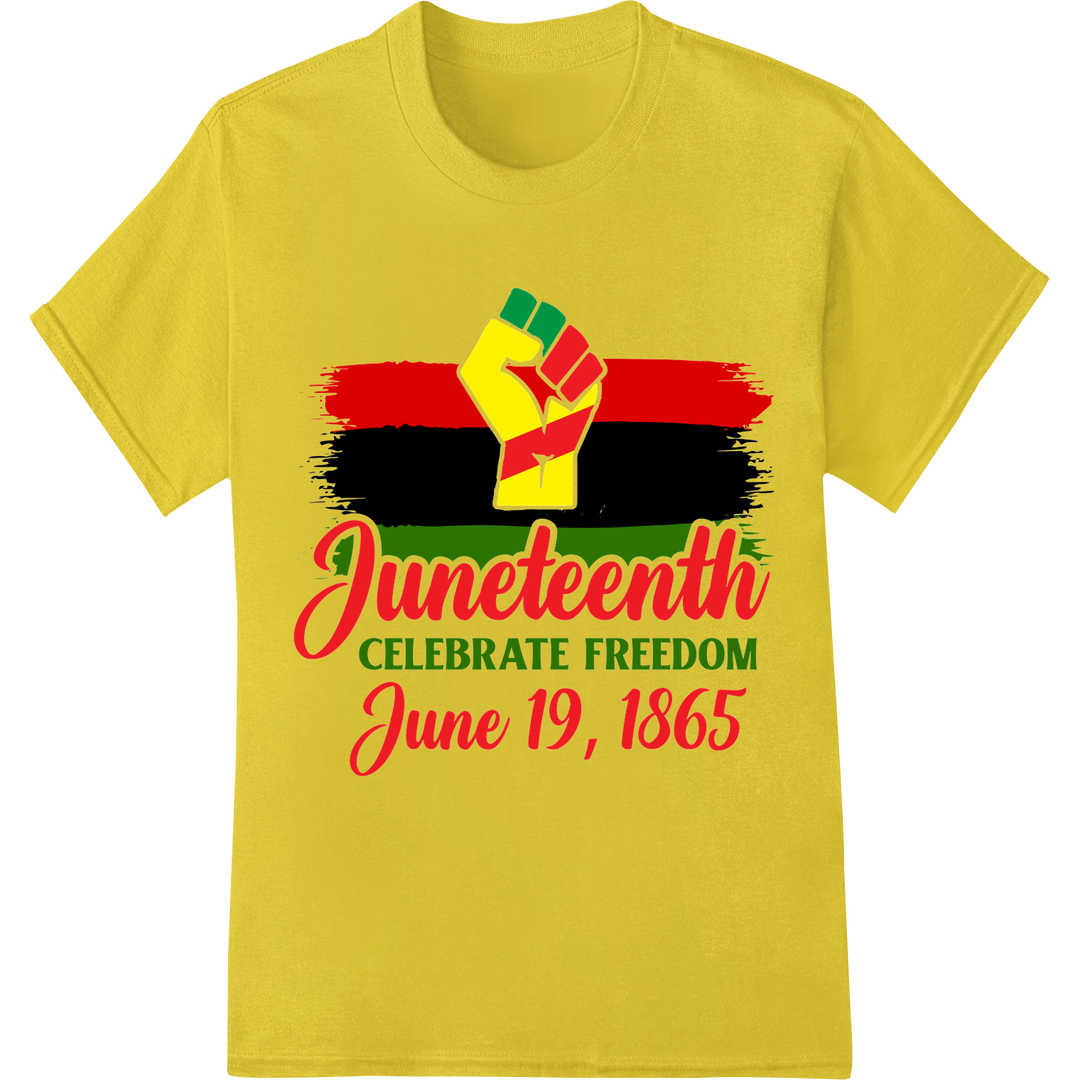 Celebrate Freedom: Bold Juneteenth DTF Transfer Print on yellow shirt - SUPERDTF-DTF Prints-DTF Transfers-Custom DTF Prints