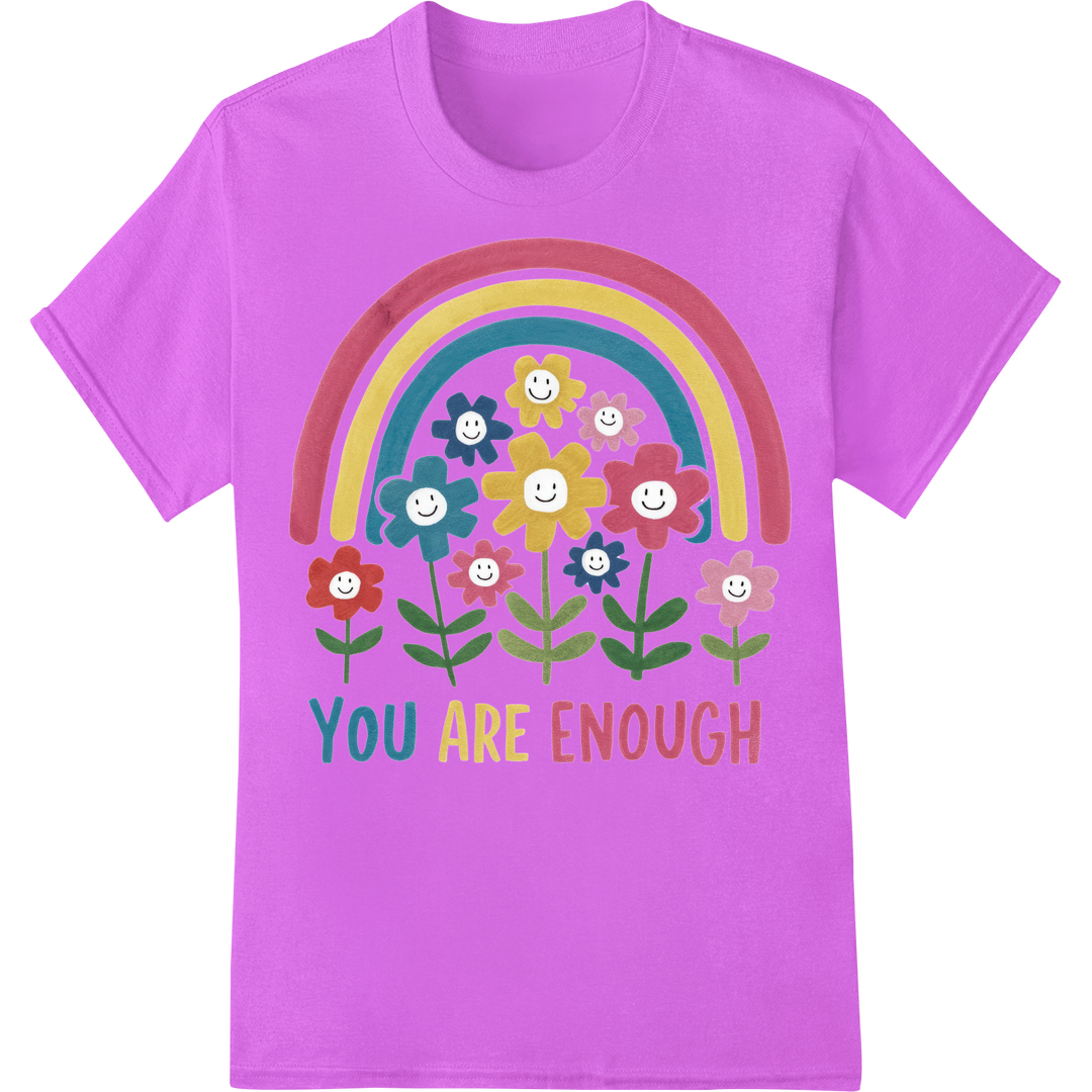 Embrace Self-Love: Uplifting Rainbow Flowers DTF Print on purple shirt - SUPERDTF-DTF Prints-DTF Transfers-Custom DTF Prints