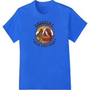 Innovative durable print transfers design on Vintage Cowgirl Desert Adventure DTF Print Heat Transfer