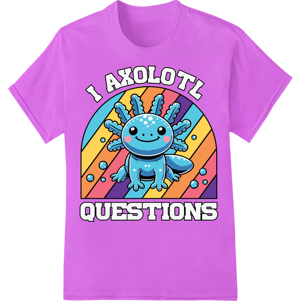 Retro Rainbow Axolotl DTF Print Heat Transfer | Super DTF on purple shirt - SUPERDTF-DTF Prints-DTF Transfers-Custom DTF Prints