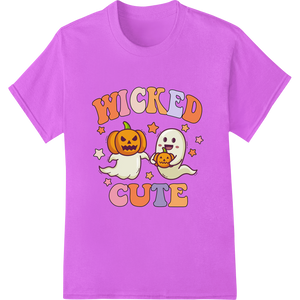 Wicked Cute Halloween Ghost & Pumpkin DTF Print Transfer enhanced with professional custom garment printing