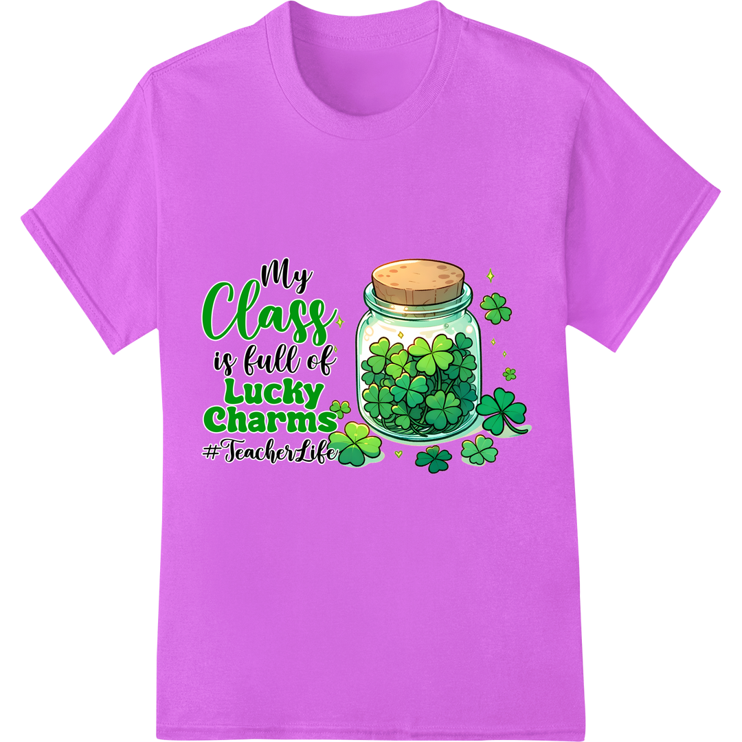 Lucky Charms Teacher Shirt Design for St. Patrick's Day on purple shirt - SUPERDTF-DTF Prints-DTF Transfers-Custom DTF Prints