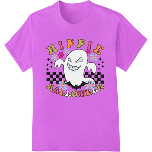 Groovy Hippie Ghost: Playful Halloween Heat Transfer Print made with premium innovative apparel printing