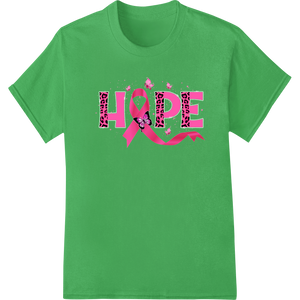 Pink Ribbon Hope - Breast Cancer Awareness Heat Transfer on green shirt - SUPERDTF-DTF Prints-DTF Transfers-Custom DTF Prints