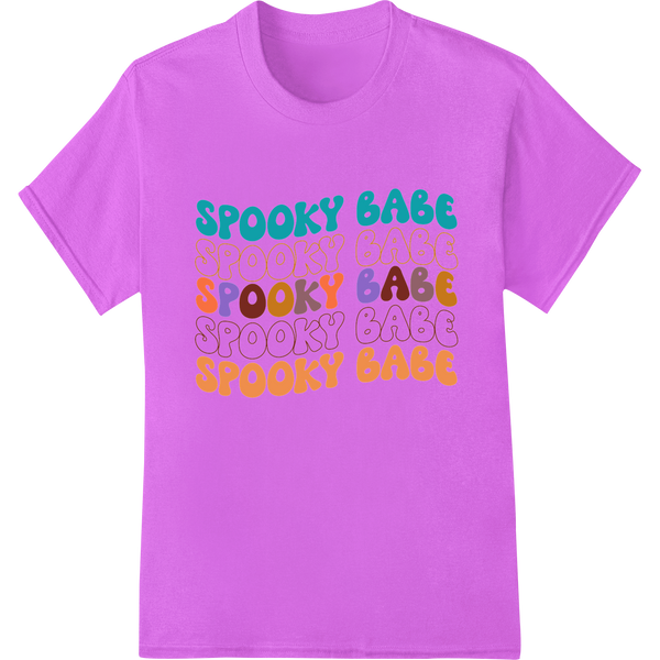 Bold 'SPOOKY BABE' Halloween Heat Transfer Design on purple shirt - SUPERDTF-DTF Prints-DTF Transfers-Custom DTF Prints