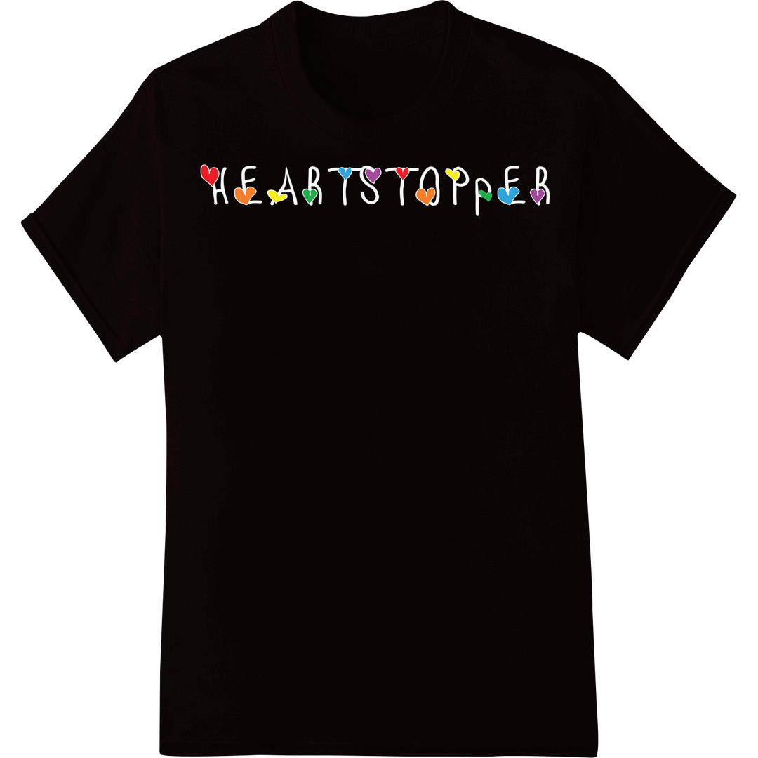 LGBT Pride Heart Rainbow DTF Print Heat Transfer on black shirt - SUPERDTF-DTF Prints-DTF Transfers-Custom DTF Prints