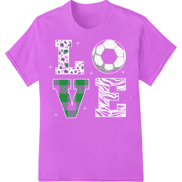 St. Patrick's Day Soccer Ball Heat Transfer Irish Green on purple shirt - SUPERDTF-DTF Prints-DTF Transfers-Custom DTF Prints