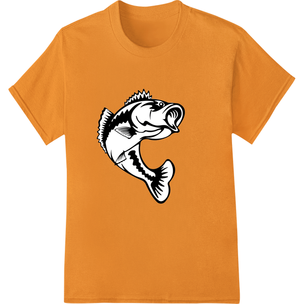 Leaping Bass Illustration - Minimalist Wildlife DTF Print on orange shirt - SUPERDTF-DTF Prints-DTF Transfers-Custom DTF Prints