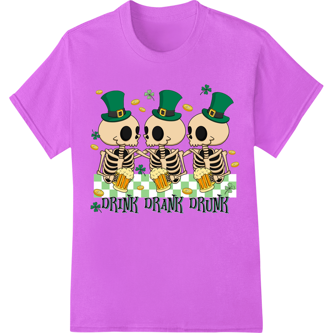 Spooky St. Patrick's Skeletons DTF Print Heat Transfer on purple shirt - SUPERDTF-DTF Prints-DTF Transfers-Custom DTF Prints