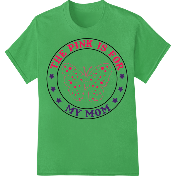 Pink Butterfly of Hope: Breast Cancer Awareness DTF Print on green shirt - SUPERDTF-DTF Prints-DTF Transfers-Custom DTF Prints