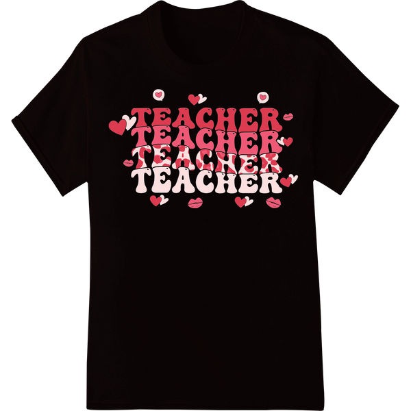 Teacher Valentine Hearts DTF Print Heat Transfer Design on black shirt - SUPERDTF-DTF Prints-DTF Transfers-Custom DTF Prints