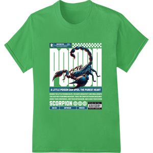 Venomous Scorpion: Edgy Halloween DTF Print Heat Transfer featuring professional high-quality t-shirt printing