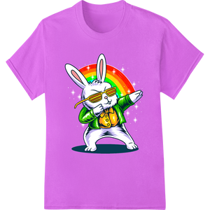 Custom dtf printer design - Cool Easter Bunny with Shades & Rainbow DTF Print Transfer