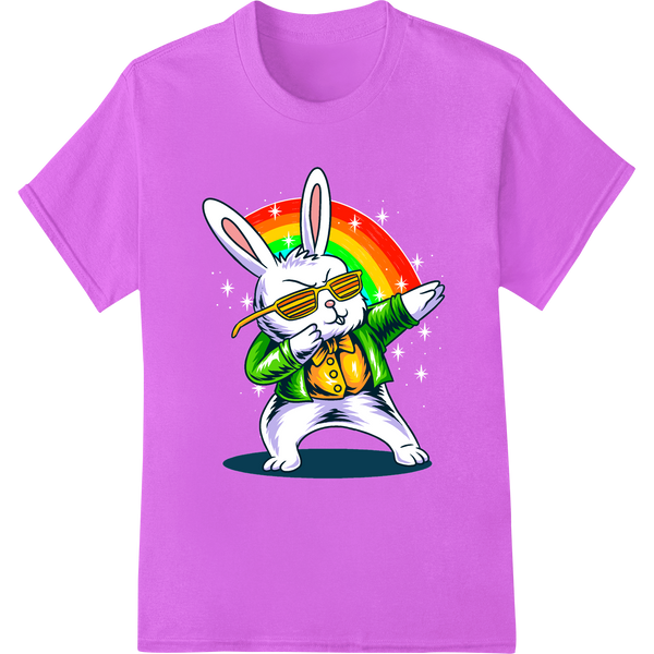 Custom dtf printer design - Cool Easter Bunny with Shades & Rainbow DTF Print Transfer