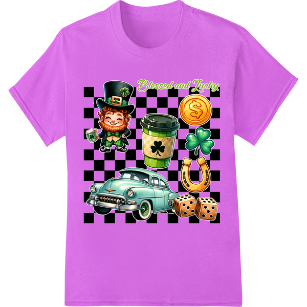 Lucky Leprechaun: Vibrant St. Patrick's Day DTF Print on purple shirt - SUPERDTF-DTF Prints-DTF Transfers-Custom DTF Prints