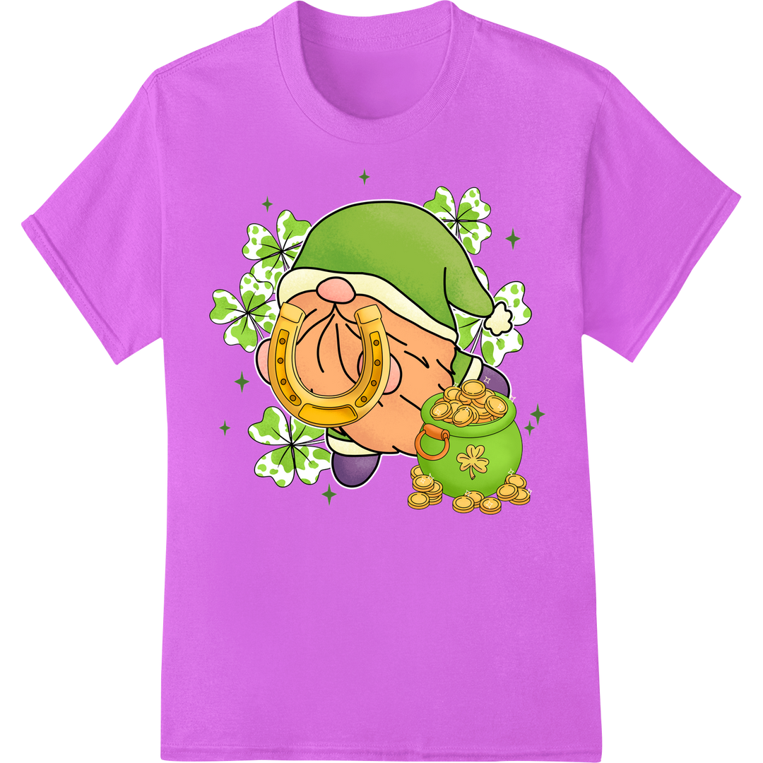 Lucky Shamrock Horseshoe: St. Patrick's Day DTF Print on purple shirt - SUPERDTF-DTF Prints-DTF Transfers-Custom DTF Prints