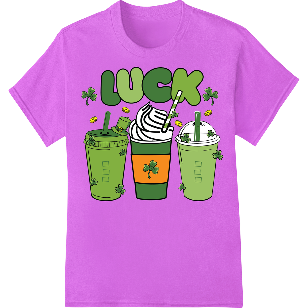 Shamrock Luck: Festive St. Patrick's Day Heat Transfer on purple shirt - SUPERDTF-DTF Prints-DTF Transfers-Custom DTF Prints