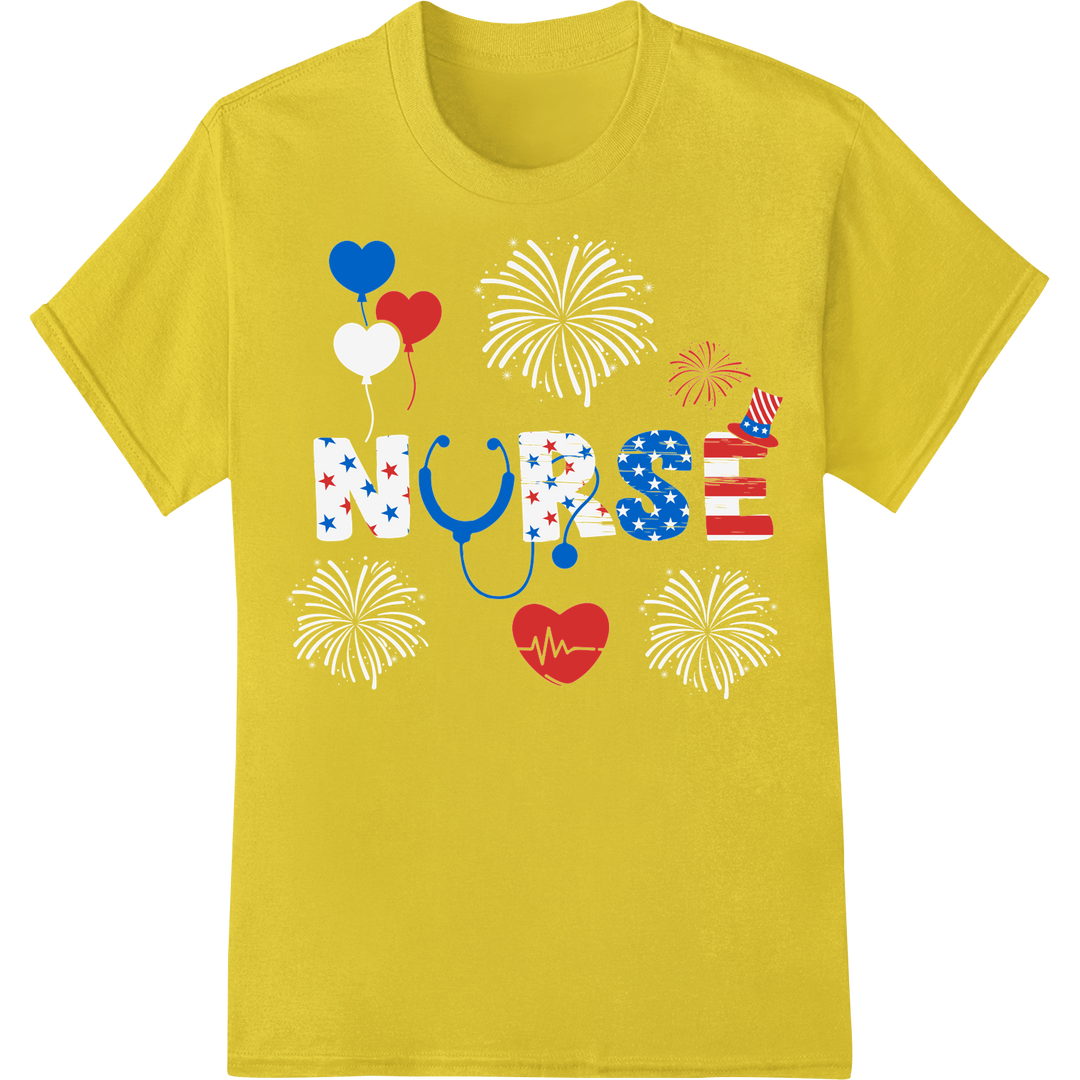 Patriotic Medical 4th of July DTF Print Heat Transfer on yellow shirt - SUPERDTF-DTF Prints-DTF Transfers-Custom DTF Prints