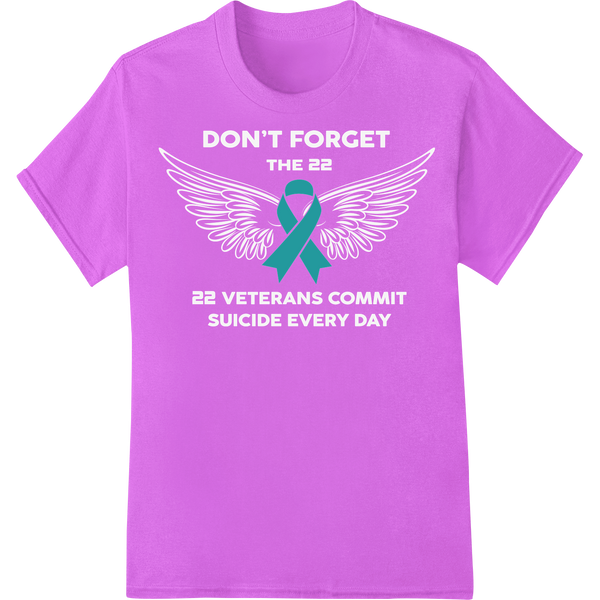 Teal Ribbon PTSD Awareness DTF Print Heat Transfer on purple shirt - SUPERDTF-DTF Prints-DTF Transfers-Custom DTF Prints