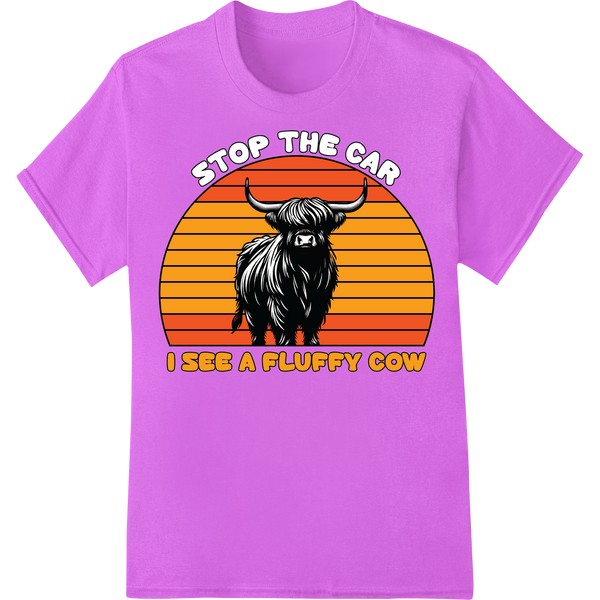 Fluffy Cow Farmer Humor DTF Print Heat Transfer on purple shirt - SUPERDTF-DTF Prints-DTF Transfers-Custom DTF Prints