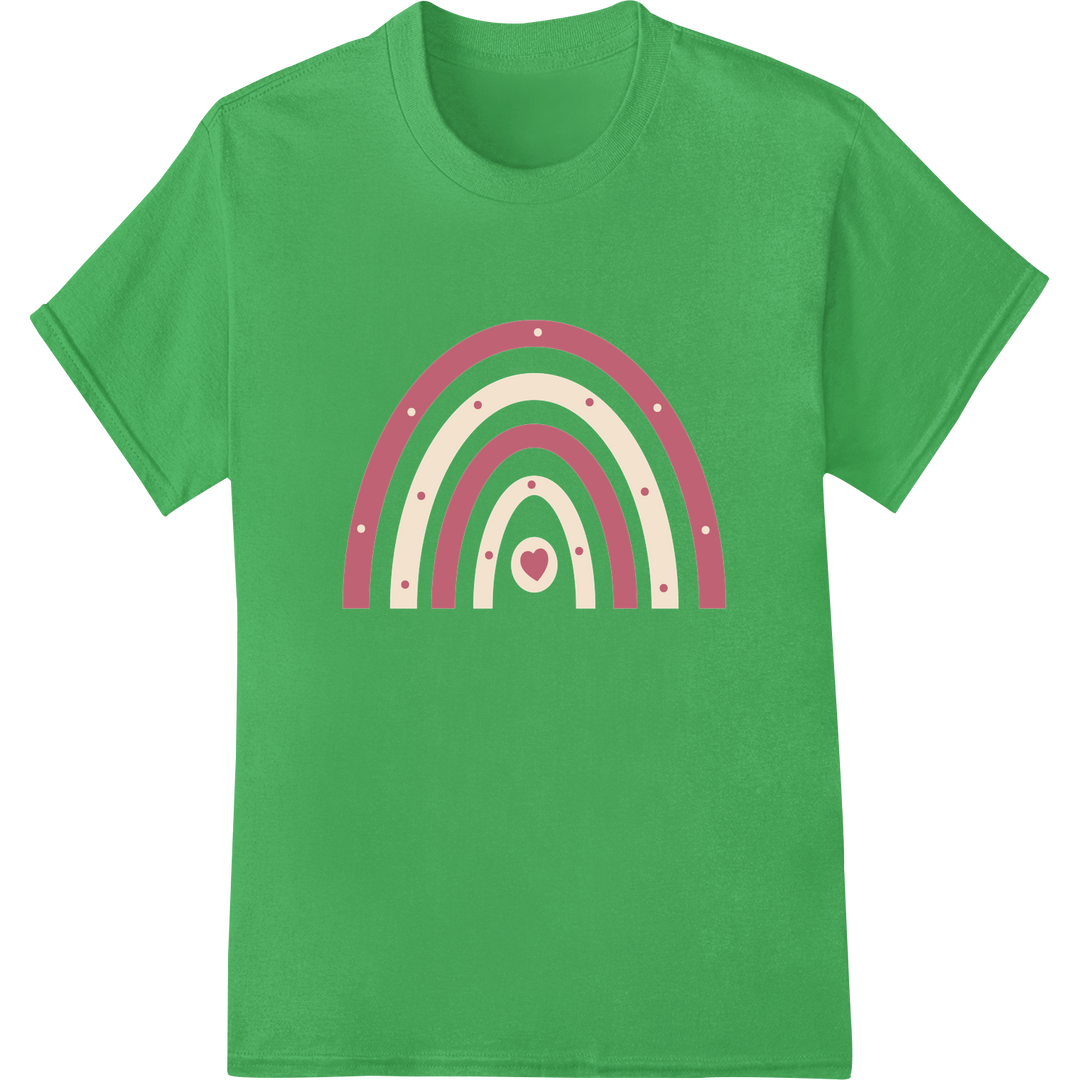 Heartfelt Rainbow: Spread Love with Super DTF Transfer Print on green shirt - SUPERDTF-DTF Prints-DTF Transfers-Custom DTF Prints