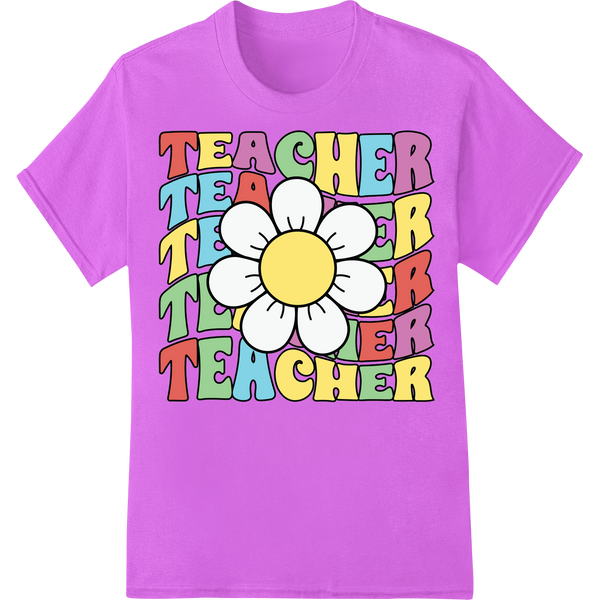 Retro Teacher Floral Graphic DTF Print Heat Transfer on purple shirt - SUPERDTF-DTF Prints-DTF Transfers-Custom DTF Prints