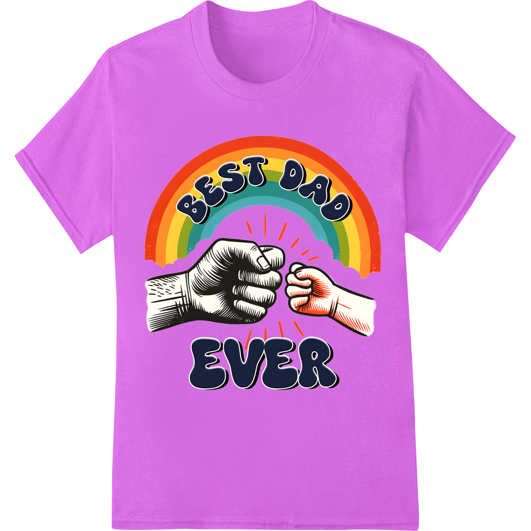 BEST DAD EVER | Bold Rainbow Fist | DTF Father's Day Print on purple shirt - SUPERDTF-DTF Prints-DTF Transfers-Custom DTF Prints