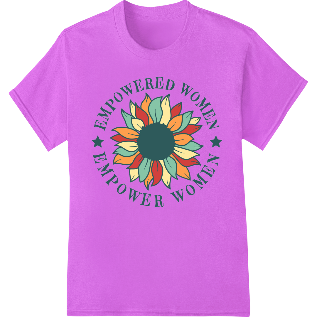 Empower Women Sunflower Feminist DTF Heat Transfer Print on purple shirt - SUPERDTF-DTF Prints-DTF Transfers-Custom DTF Prints