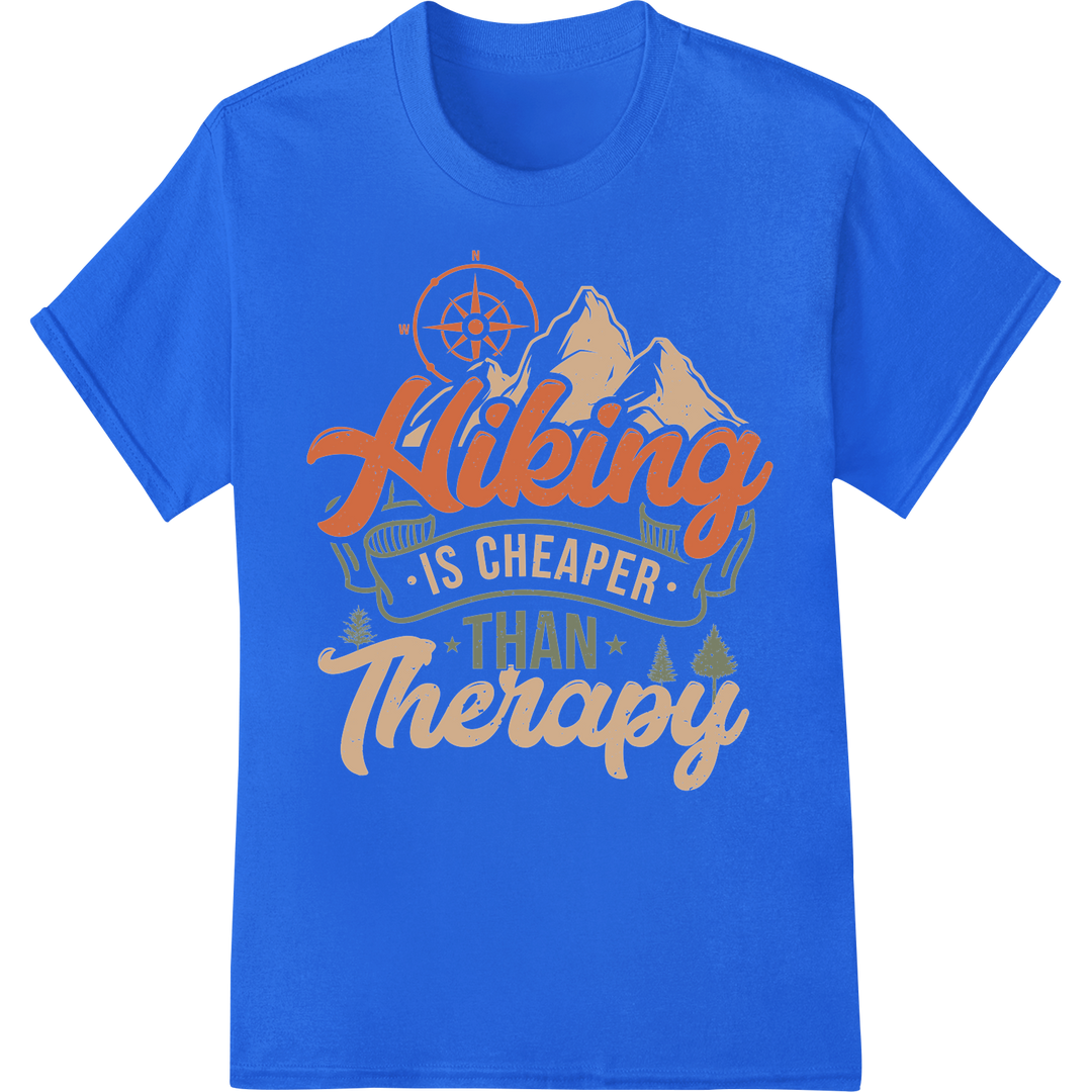 Embrace Nature's Therapy: Hiking-Inspired DTF Print Transfer on blue shirt - SUPERDTF-DTF Prints-DTF Transfers-Custom DTF Prints