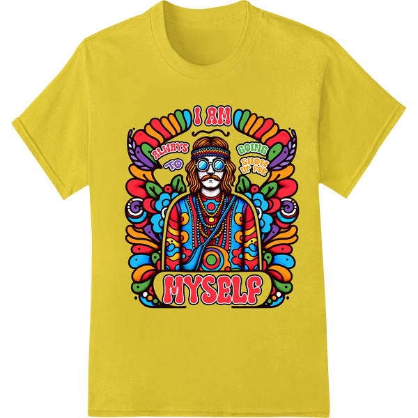 Groovy Hippie Vibes: Psychedelic DTF Print Heat Transfer on yellow shirt - SUPERDTF-DTF Prints-DTF Transfers-Custom DTF Prints