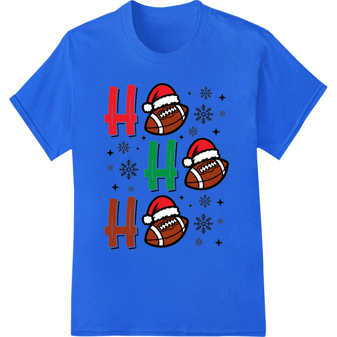 Retro Christmas Football DTF Print Heat Transfer on blue shirt - SUPERDTF-DTF Prints-DTF Transfers-Custom DTF Prints