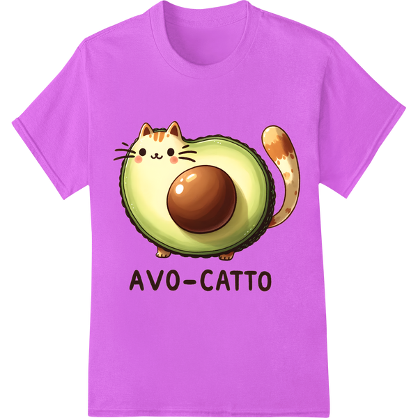 Adorable 'Avo-Catto' Cat Avocado DTF Print Heat Transfer on purple shirt - SUPERDTF-DTF Prints-DTF Transfers-Custom DTF Prints