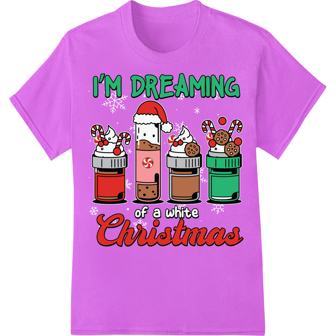 Retro Nurse Pill Bottles Dreaming of a White Christmas on purple shirt - SUPERDTF-DTF Prints-DTF Transfers-Custom DTF Prints