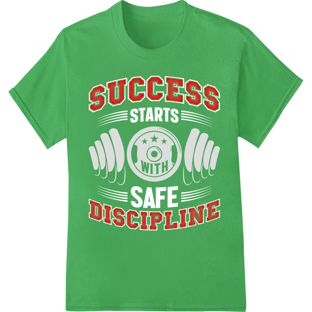 Success Discipline: Motivational Fitness DTF Print Transfer on green shirt - SUPERDTF-DTF Prints-DTF Transfers-Custom DTF Prints