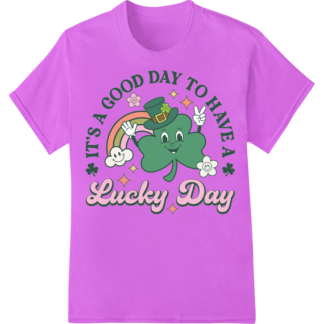 Lucky Clover Retro St. Patrick's Day DTF Transfer Print on purple shirt - SUPERDTF-DTF Prints-DTF Transfers-Custom DTF Prints