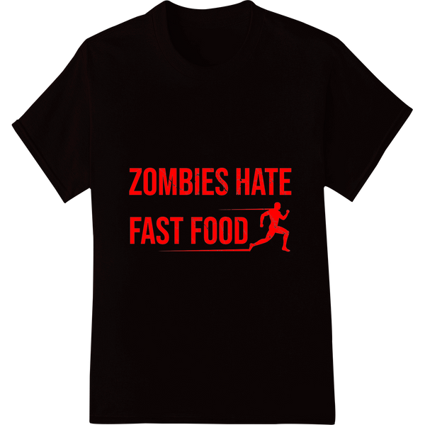 Witty 'Zombies Hate Fast Food' DTF Print Heat Transfer on black shirt - SUPERDTF-DTF Prints-DTF Transfers-Custom DTF Prints