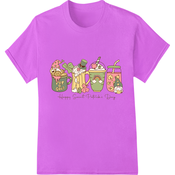 Retro St. Patrick's Day Drinks - Festive DTF Print Transfer on purple shirt - SUPERDTF-DTF Prints-DTF Transfers-Custom DTF Prints