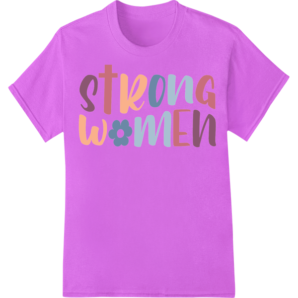 Bold 'Strong Women' Typography | Female Empowerment Print on purple shirt - SUPERDTF-DTF Prints-DTF Transfers-Custom DTF Prints