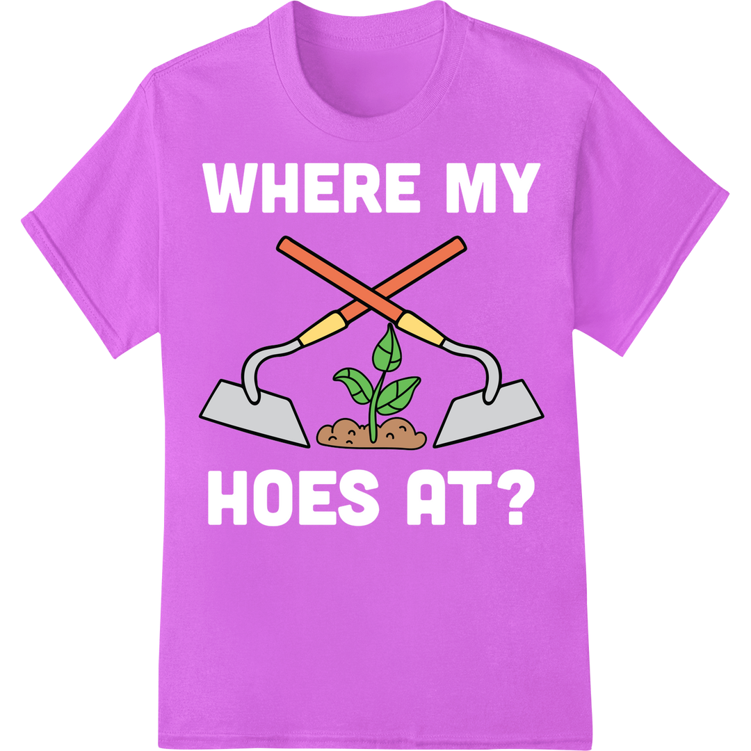 Grow Your Style: Crossed Garden Tools Plant Icon DTF Print on purple shirt - SUPERDTF-DTF Prints-DTF Transfers-Custom DTF Prints