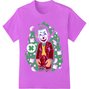 Mischievous Joker Christmas Illustration Heat Transfer showcasing advanced custom apparel technology