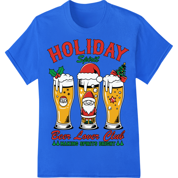 Raise a Toast to Holiday Cheer with 'Holiday Spirit' DTF Print on blue shirt - SUPERDTF-DTF Prints-DTF Transfers-Custom DTF Prints