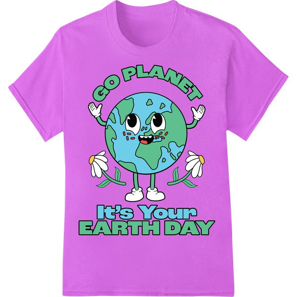 Adorable Earth Day Eco-Friendly DTF Transfer Print Design on purple shirt - SUPERDTF-DTF Prints-DTF Transfers-Custom DTF Prints