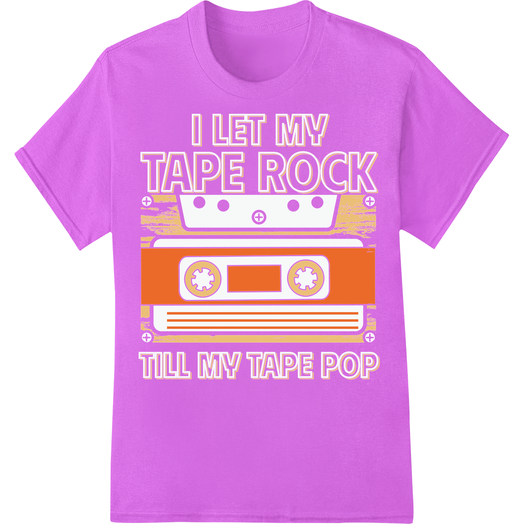 I Let My Tape Rock: Retro Hip-Hop DTF Print Heat Transfer on purple shirt - SUPERDTF-DTF Prints-DTF Transfers-Custom DTF Prints